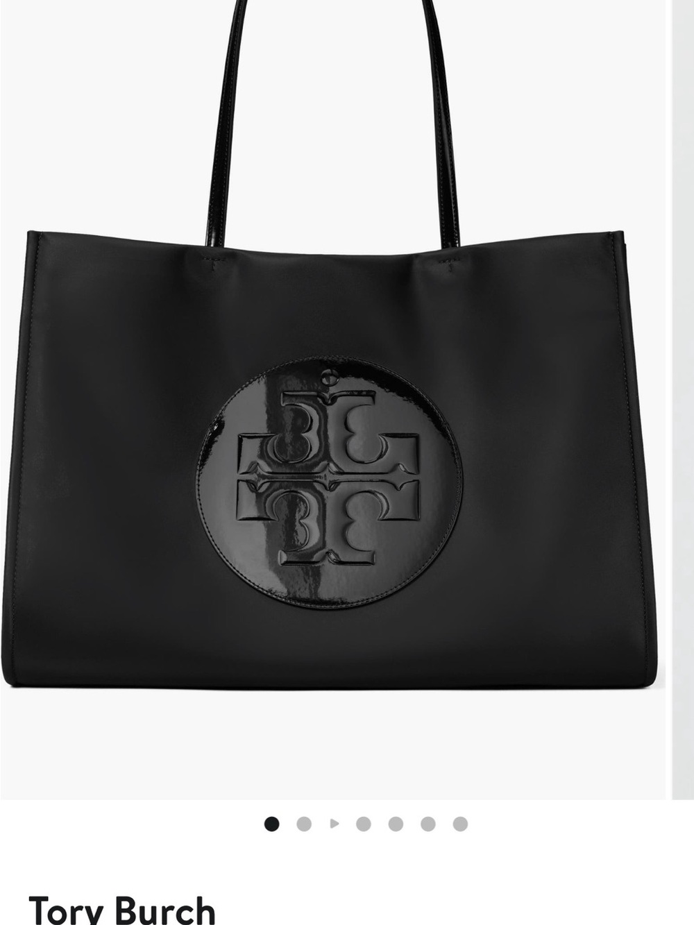 Tory Burch Black Patent Logo Circle Tote - Picture 2 of 5